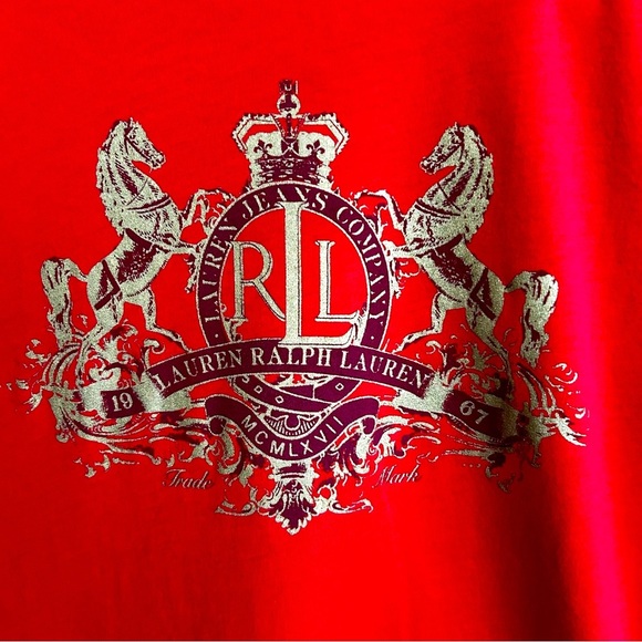 Ralph Lauren Jeans Co Red Long Sleeve Graphic Tee - Picture 3 of 7